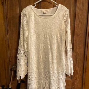 White Lace Long Sleeve Dress | Size Small
